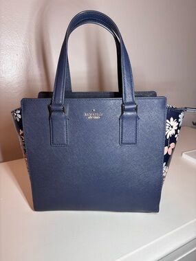 kate spade navy floral-accent mini tote